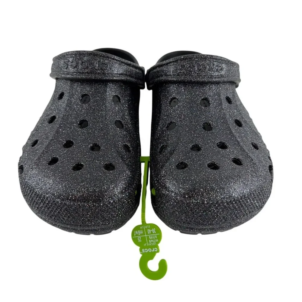Crocs Unisex Black Baya Glitter Clogs Size M's 7 W's 9 - Picture 6 of 12